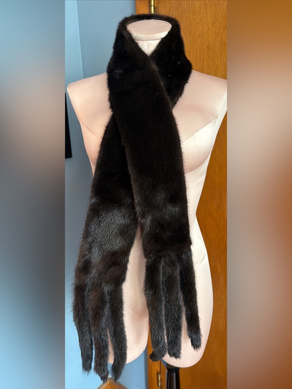 Luxury Dark Brown Fur Scarf - Accessory